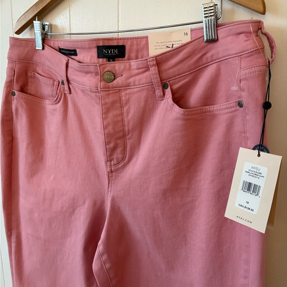 NYDJ Denim - NYDJ Marilyn Pink Ankle Cropped Cuff Jeans Size 16
